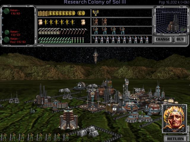 Master of Orion II is more complex than the original game, providing more gameplay options for the player. Three new alien races have been added, and there is the option for players to design and add their own race. Instead of the one planet per star system found in the original there are now multiplanet star systems that can be shared with opponents. Spaceships can now engage in combat, marines can board enemy ships, and planets can be blown up. Multiplayer mode includes one-on-one matches and games with up to eight players.
Victory can be gained by military or diplomatic means. Major elements of the game's strategy include the design of custom races and the need to balance the requirements for food, production, cash and research. The user interface provides a central screen for most economic management and other screens that control research, diplomacy, ship movement, combat and warship design.
Conquering the Orion star system does not automatically win the game; it merely provides the powerful Avenger starship and some non-researchable Antaran technologies. There are three routes to victory: conquer all opponents; be elected as the supreme leader of the galaxy; or make a successful assault against the Antaran homeworld. To be elected, a player needs two-thirds of the total votes, and each empire's votes are based on the population under its control.
(from Wikipedia)