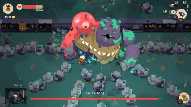 Moonlighter is an action RPG indie game developed by Spanish indie studio Digital Sun and released for Microsoft Windows, macOS, Linux, PlayStation 4, and Xbox One. Moonlighter has the player manage their shop during the day and go exploring at night. Shopkeeping involves managing goods and receiving money, which the player can invest to upgrade the town and add services like a potion-maker and a blacksmith. These town upgrades allow the player to craft weapons, armor, and health potions, hire a part-time worker to sell things during the day, as well as upgrade the characters' equipment. At night, the player can explore dungeons and confront hordes of enemies, which drop loot upon defeat; loot can also be found in chests once the player clears a room. (from Wikipedia)